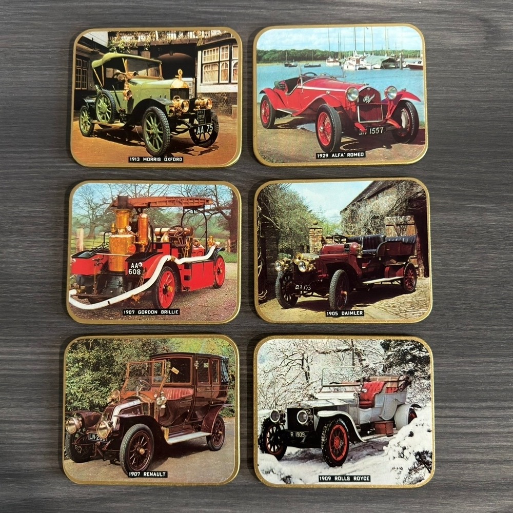 Vintage Jason Coasters Set 6 Antique Classic Cars Cork Back New‎ Zealand 1900s